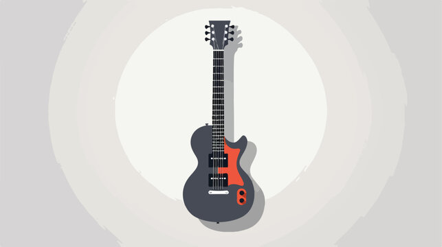 Guitar icon with shadow on a grey background  flat vector