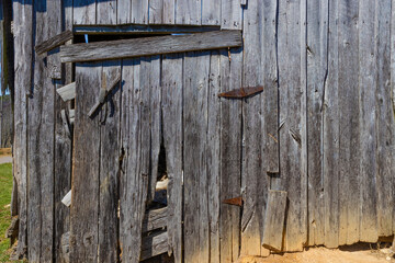Close up of an old shed door in rural Virginia, USA