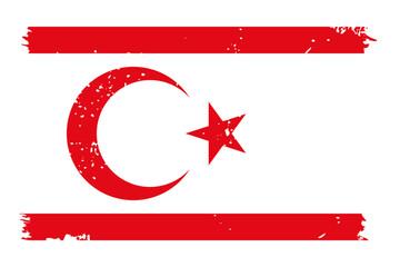 Northern Cyprus flag - vector flag with stylish scratch effect and white grunge frame.