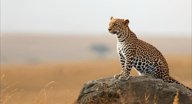 a leopard on a rock footage