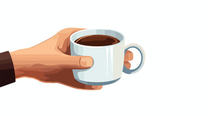 Hand with coffee cup isolated icon flat vector isola