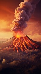 lava running down the mountain. vertical orientation. volcano eruption - obrazy, fototapety, plakaty