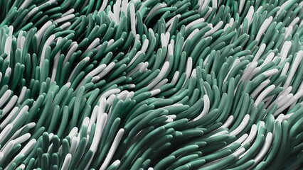 Fototapeta na wymiar 3 render Background of animated green and white abstract anemones