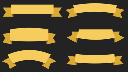 Abstract simple wavy yellow color ribbon set
