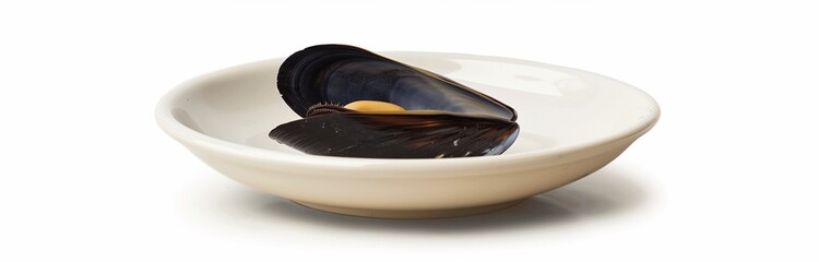 mussels isolated on a white plate delicious

