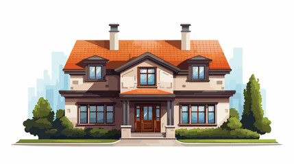 House exterior vector illustration front view with r