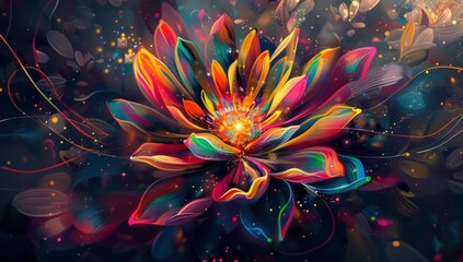 A beautiful abstract painting of an colorful flower Generative AI