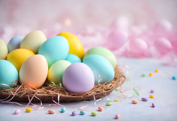 Fototapeta premium Easter pastel colored eggs