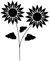 Fototapeta premium sunflower illustration nature silhouette flower logo sun icon leaf outline plant summer green blossom garden yellow agriculture bright flora shape green blossom for vector graphic background