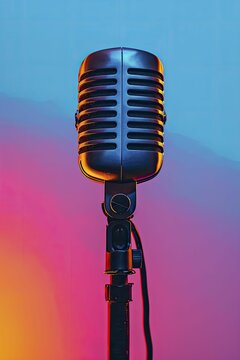 A vibrant image showcases a microphone against a clear backdrop, reflecting voices raised in advocacy for gender equality.