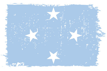 Federated States of Micronesia flag - vector flag with stylish scratch effect and white grunge frame. - obrazy, fototapety, plakaty