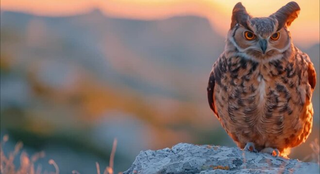 an owl on a rock
