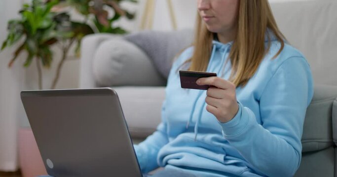 Online Shopping with Credit Card and Laptop