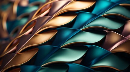 Abstract background showcases scale pattern. Sharp metal blades create depth.