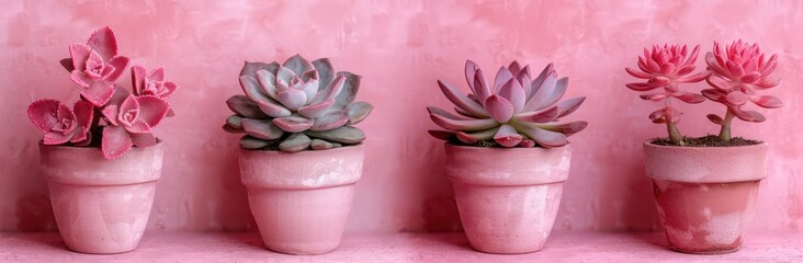pink potted succulents