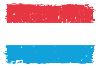 Luxembourg flag - vector flag with stylish scratch effect and white grunge frame.