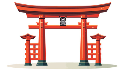 Japan Gate Torii gate. Flat icon flat vector  - obrazy, fototapety, plakaty
