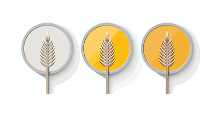 Labels with shadow flat vector icon ears of wheat  