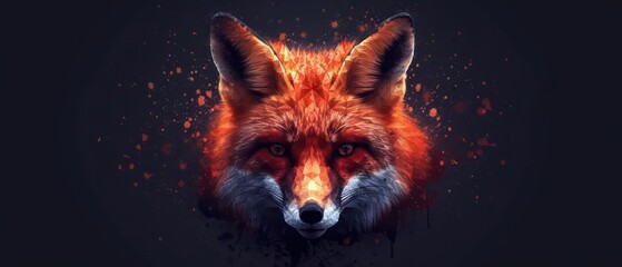 red fox in the night - obrazy, fototapety, plakaty