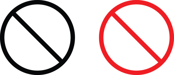 forbidden sign not allowed in red and black . ban icon symbol . stop entry sign . slash icon . prohibited mark