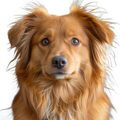Close Up of a Brown Dog With Long Hair On a Transparent Background PNG