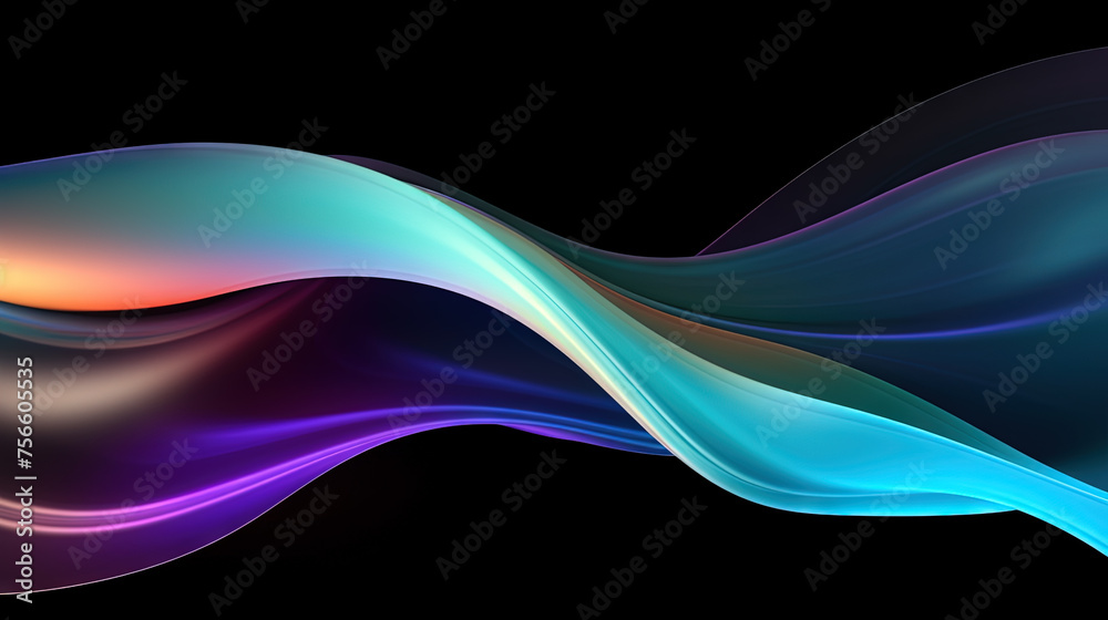 Poster vibrant abstract waveform with fluid motion and colorful gradients.