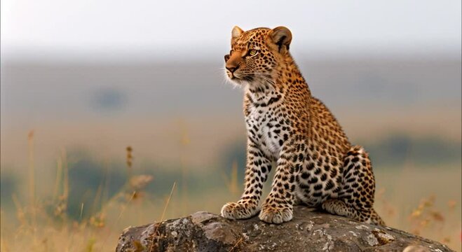 a leopard on a rock footage