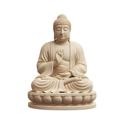 White Buddha Statue on Table On a Transparent Background PNG