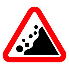 Road sign. Falling stones. Information sign