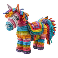 Fototapeta na wymiar Colorful Horse Crafted From Small Paper Pieces On a Transparent Background PNG