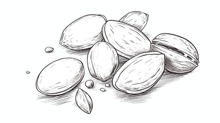 Line art almond nut drawing  flat vector 