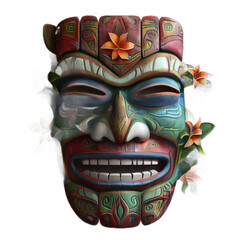 Mask With Flowers Painting On a Transparent Background PNG