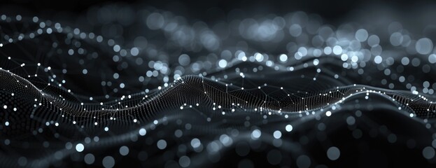 Abstract Connectivity: Networked Circles on a Black Background - Modern Desktop Wallpaper