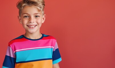 A smiling kid boy in trendy clothes