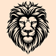 Black and White Lion Outline Silhouette Ornament Vector Art for Logo and Icon, Sketch, Tattoo, Clip Art