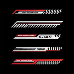 Sport racing stripes car stickers. modification body speed and drift vinyl decal for car bike and truck. Vector race car stickers isolated set	