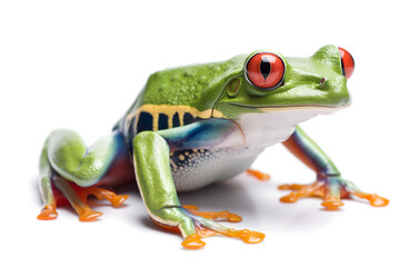 Striking Portrait of a Red-Eyed Tree Frog Displaying Vibrant Colors