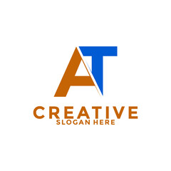 Letter AT initial Modern and strong abstract logo design, Initial Letter Logo vector template