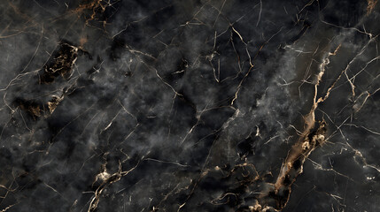 Elegant Black Marble Texture with Intricate White and Gold Veins