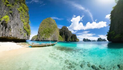 Obraz premium Croon El Nido Palawan Philippines Tropical Paradise Clear Blue Waters and Limestone 