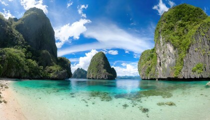 Croon El Nido Palawan Philippines Tropical Paradise Clear Blue Waters and Limestone  - obrazy, fototapety, plakaty
