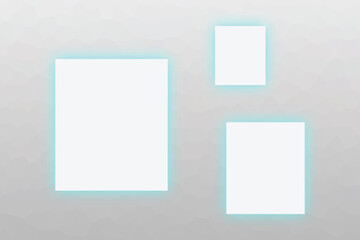 abstract grey  low poly with rectangle neon light frame background