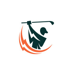 Golf logo with thunder concept