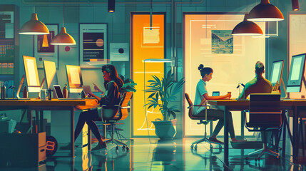 A digital marketing agency brainstorming creative campaigns in a collaborative virtual workspace. 8K - - obrazy, fototapety, plakaty