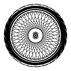 Custom motorcycle wheel. Vector monochrome illustration