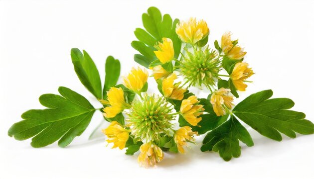 Hop clover (Medicago lupulina) isolated on white 