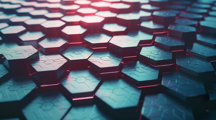 A dynamic interplay of light and shadow across a grid of hexagonal cells, creating a mesmerizing optical illusion that draws the viewer deeper into the digital abyss. 8K -