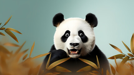 Naklejka premium Illustration of surprised panda