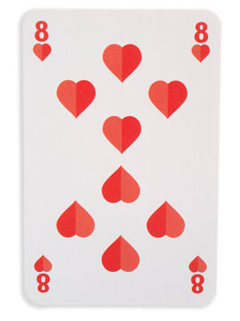 carte &agrave; jouer huit de coeur sur fond transparent