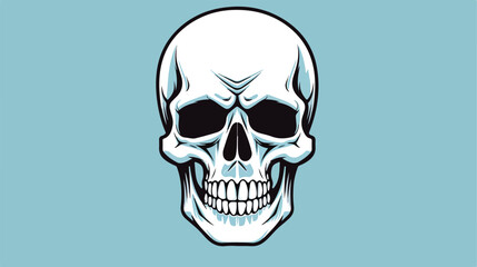 Outline of a skull on a colored background flat vector